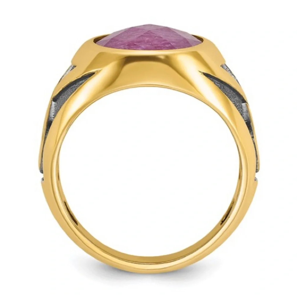 10K Yellow Gold IBGoodman Men’s Ruby Doublet Stone Ring